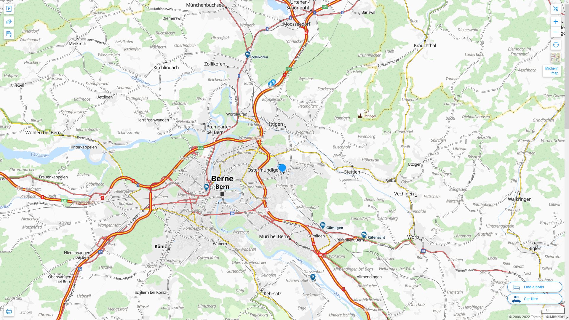 Ostermundigen Suisse Autoroute et carte routiere